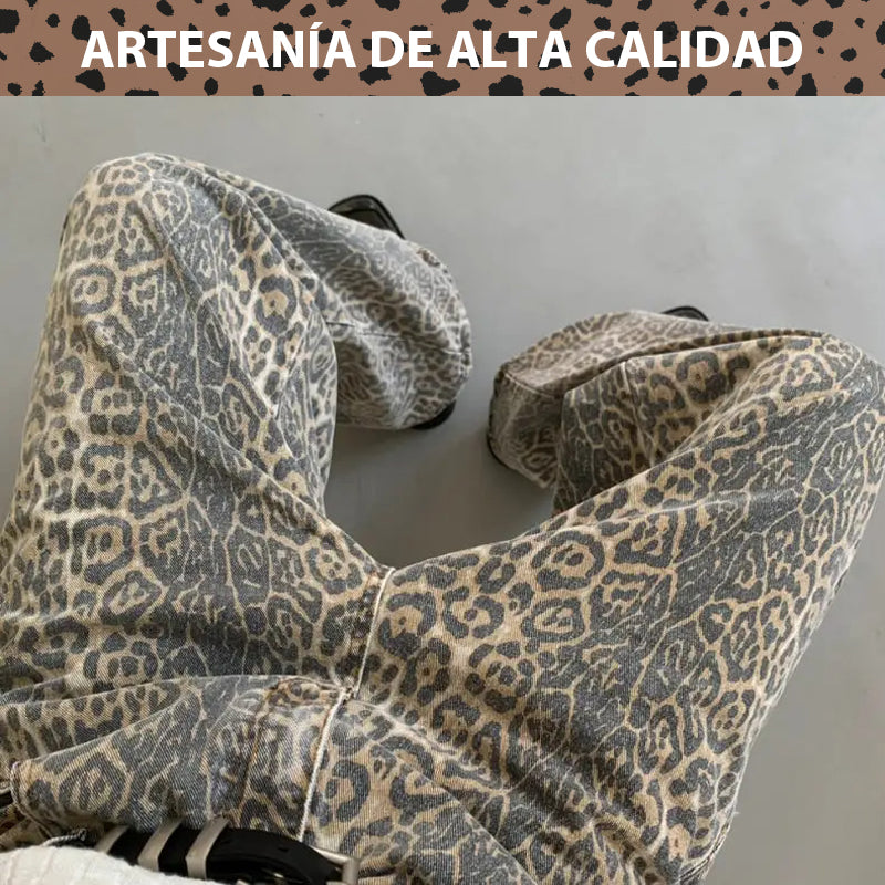 🔥2024 nuevos vaqueros oscuros con estampado de leopardo🔥